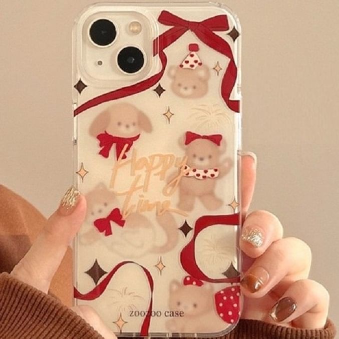 Pom Ribbon Phone Animal Bell Case