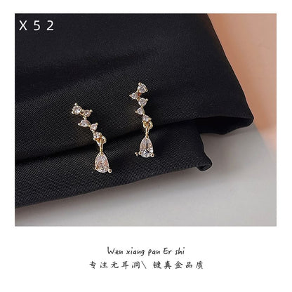 Drop Rhinestone Clip-On Earring