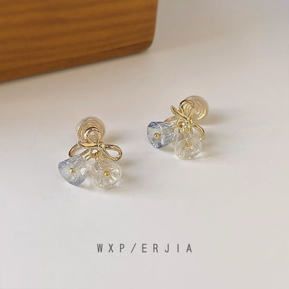 Earring Clip-On Faux Drop Crystal Bow