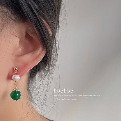 Clip-On Earring Drop Pearl Faux Gemstone