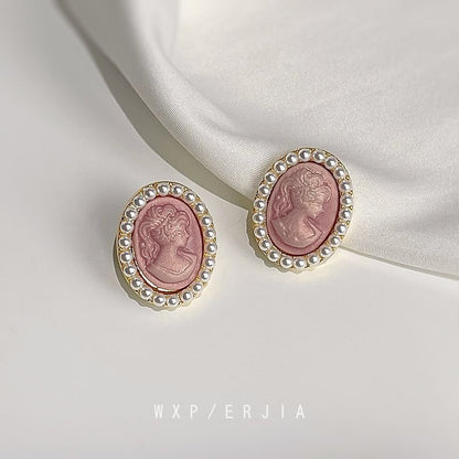 Earring Faux Face Clip-On Pearl