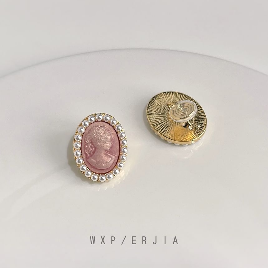 Earring Faux Face Clip-On Pearl