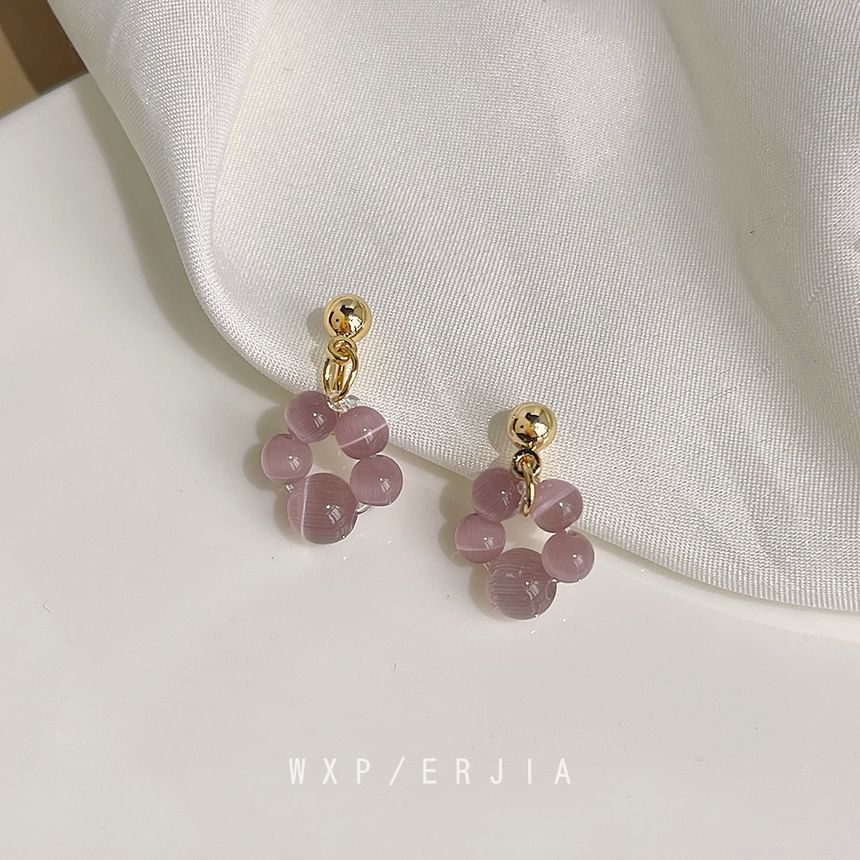 Gemstone Earring Clip-On Beaded Drop