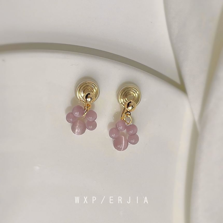 Gemstone Earring Clip-On Beaded Drop