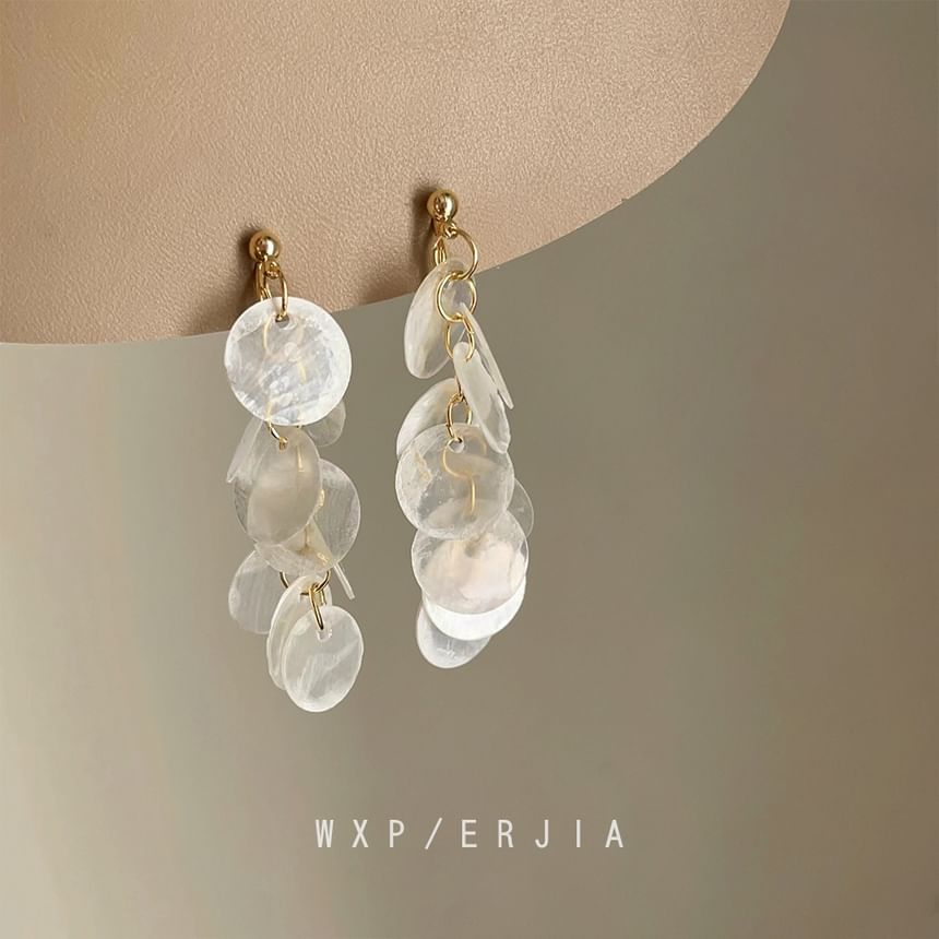 Fringed Earring Shell Drop Clip-On