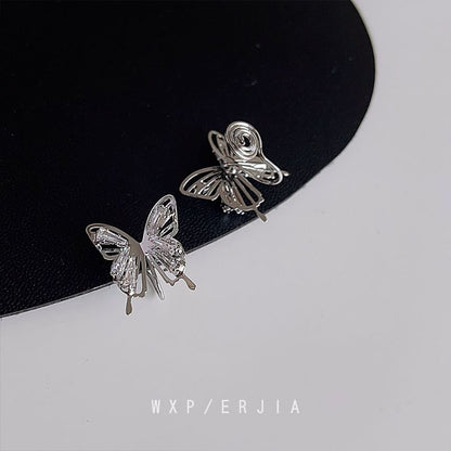 Earring Butterfly Rhinestone Clip-On