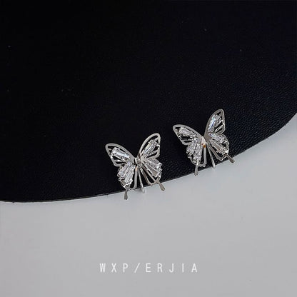 Earring Butterfly Rhinestone Clip-On