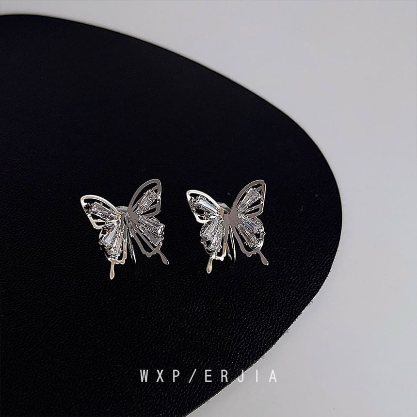 Earring Butterfly Rhinestone Clip-On