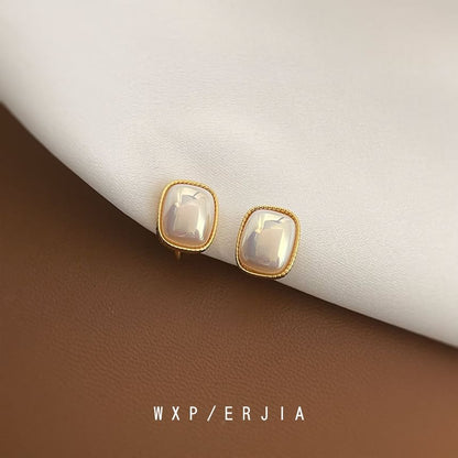 Faux Clip-On Earring Geometric Pearl