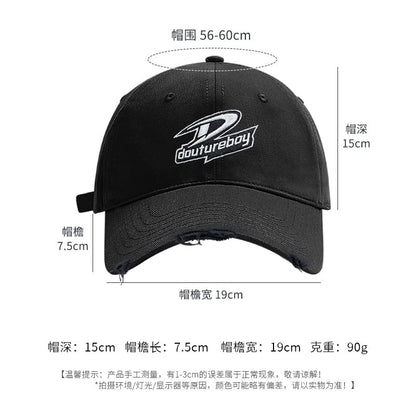 Distressed Embroidered Baseball Lettering Cap