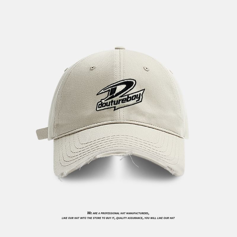 Distressed Embroidered Baseball Lettering Cap