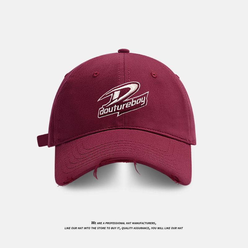 Distressed Embroidered Baseball Lettering Cap