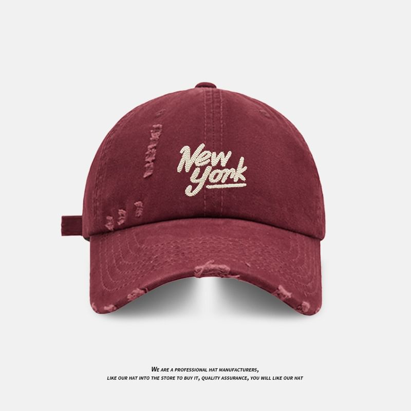 Baseball Distressed Cap Embroidered Lettering