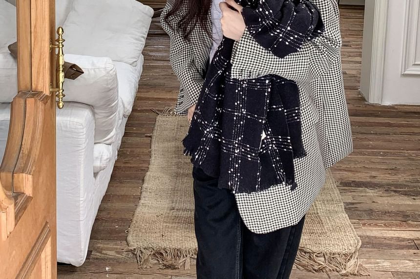 Scarf Frayed Plaid