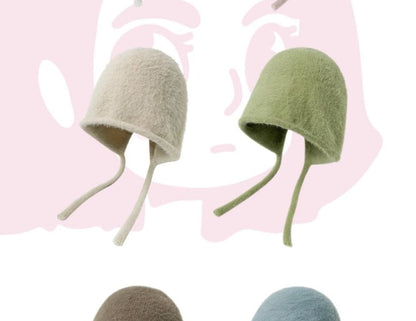 Knit Hat Plain Cloche