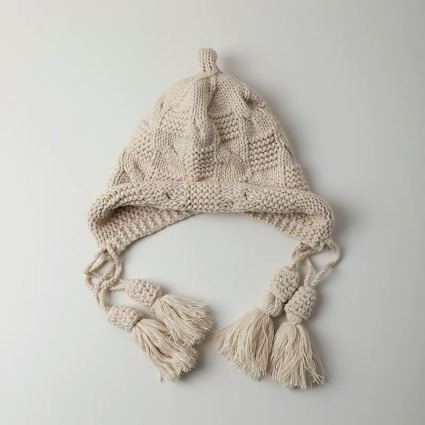 Knit Hat Bonnet Tasseled