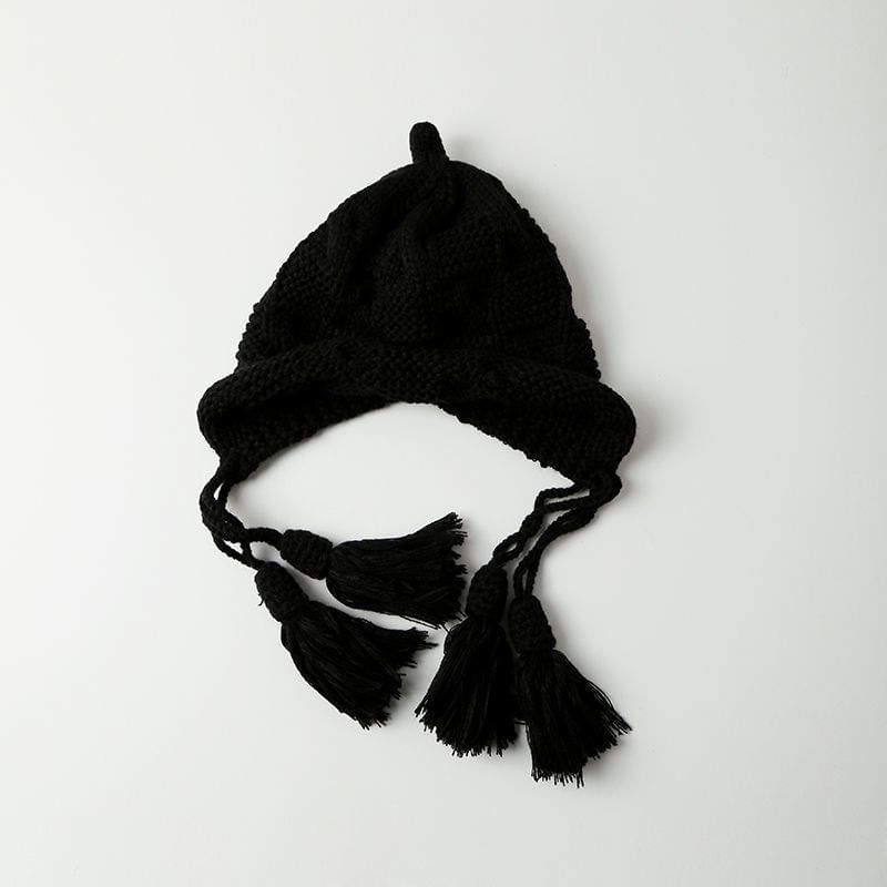 Knit Hat Bonnet Tasseled