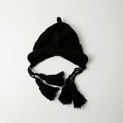 Knit Hat Bonnet Tasseled