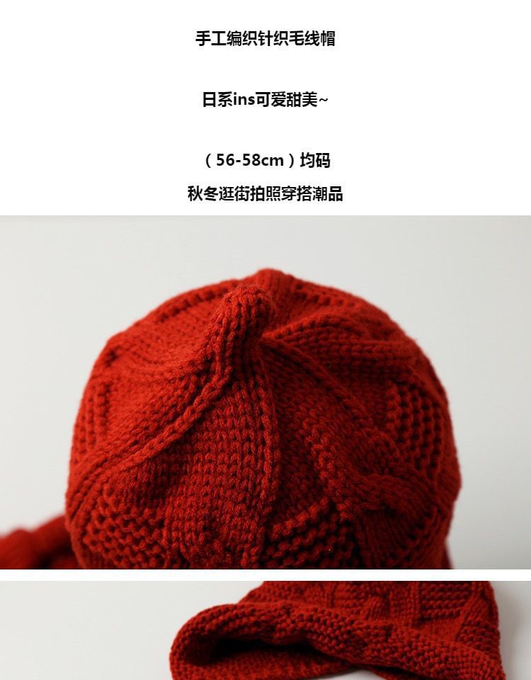 Knit Hat Bonnet Tasseled