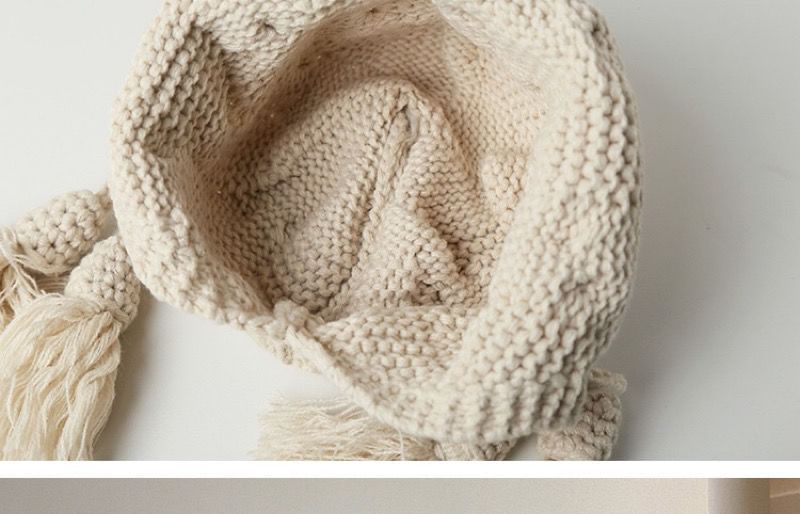 Knit Hat Bonnet Tasseled