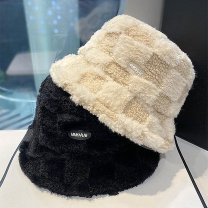 Plaid Lettering Hat Bucket