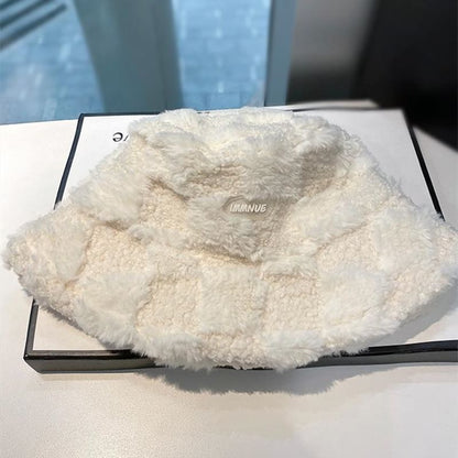 Plaid Lettering Hat Bucket