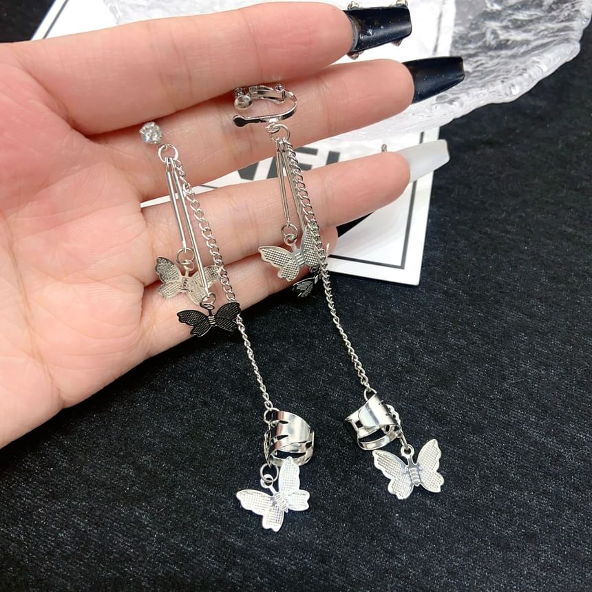 Drop Earring Clip-On Ear with Bow / Cuff