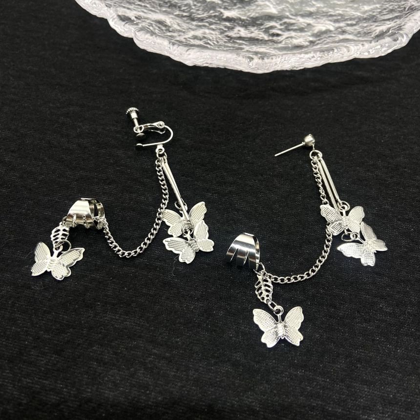 Drop Earring Clip-On Ear with Bow / Cuff