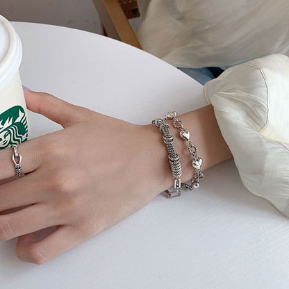 Heart Layered Alloy Bracelet