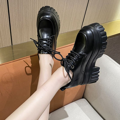 Platform Chunky Heel Lace-Up Shoes Derby
