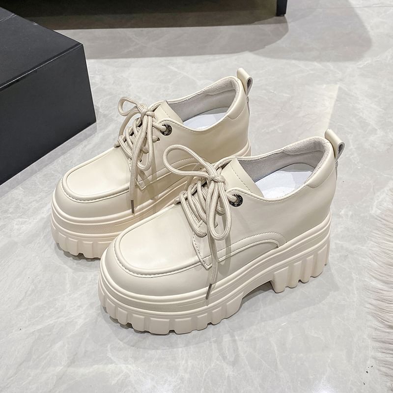 Platform Chunky Heel Lace-Up Shoes Derby