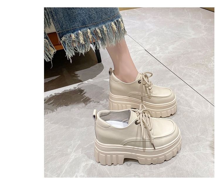 Platform Chunky Heel Lace-Up Shoes Derby