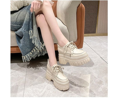 Platform Chunky Heel Lace-Up Shoes Derby