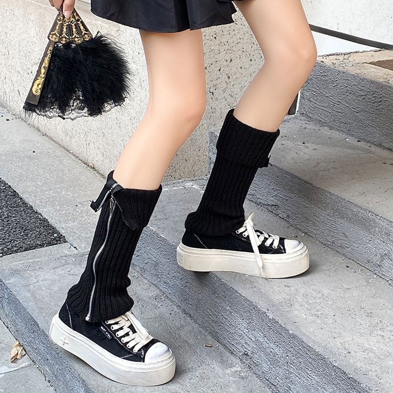 Jambières en tricot avec fermeture éclair