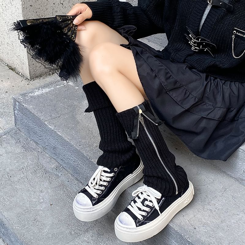 Jambières en tricot avec fermeture éclair