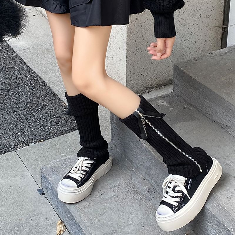 Jambières en tricot avec fermeture éclair