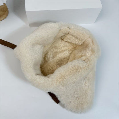 Hat Faux Fleece-Lined Trapper Suede