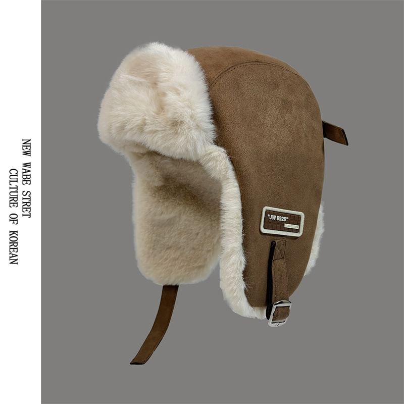 Hat Faux Fleece-Lined Trapper Suede