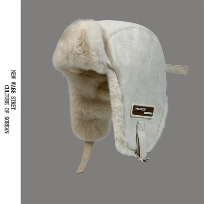 Hat Faux Fleece-Lined Trapper Suede