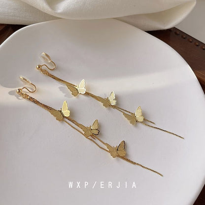 Earring Butterfly Threader Alloy