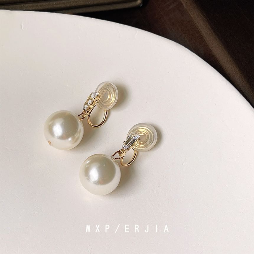 Alloy Faux Earring Pearl Rhinestone Drop