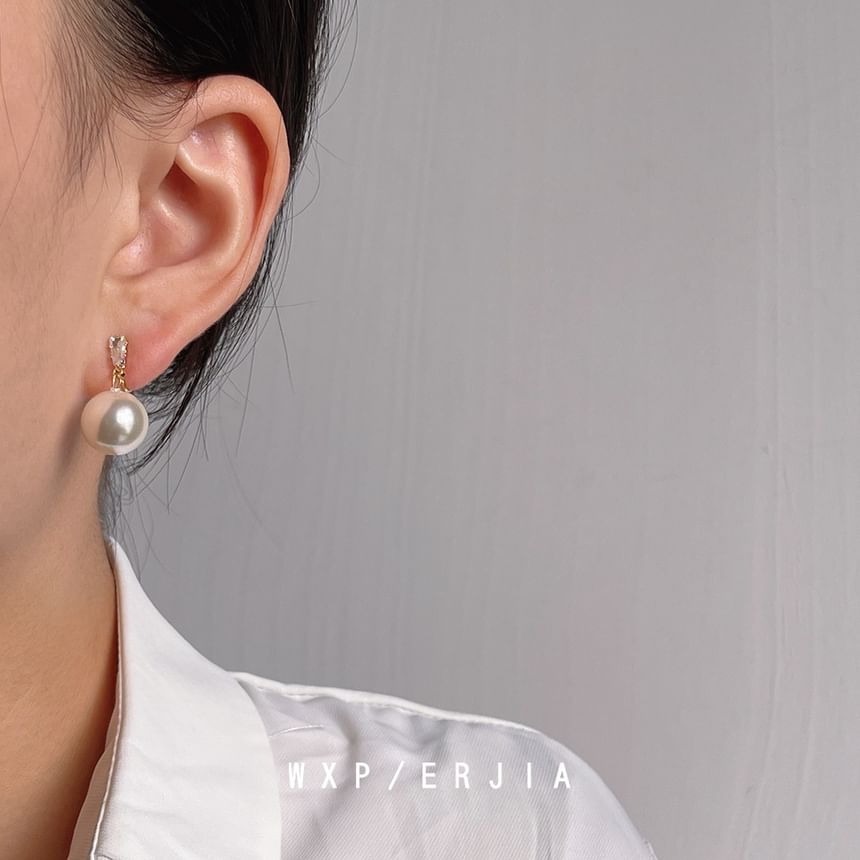 Alloy Faux Earring Pearl Rhinestone Drop