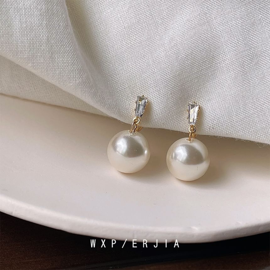 Alloy Faux Earring Pearl Rhinestone Drop