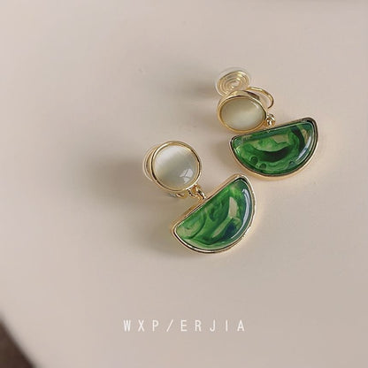 Gemstone Alloy Geometric Drop Earring Faux