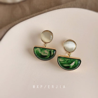 Gemstone Alloy Geometric Drop Earring Faux