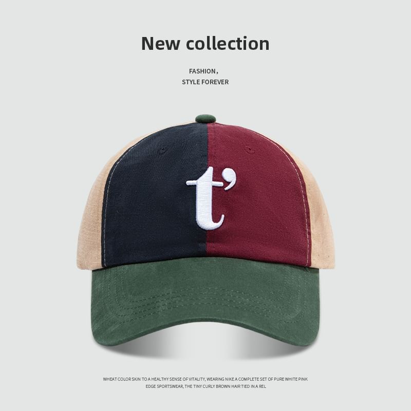 Color Block Lettering Embroidered Baseball Cap