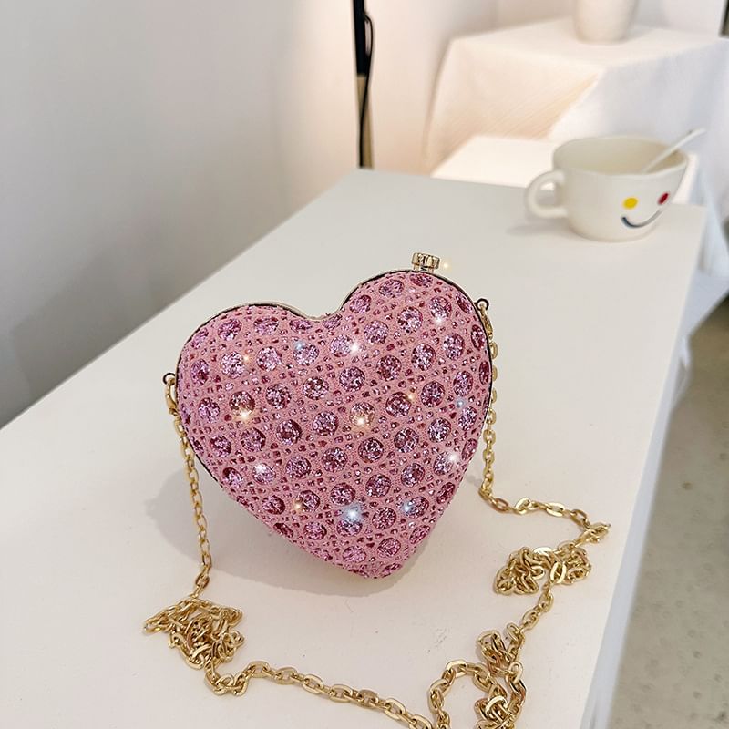 Rhinestone Bag Heart Crossbody