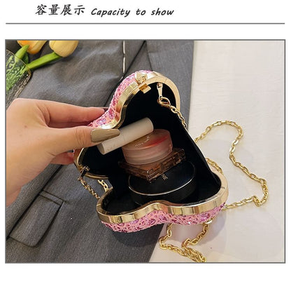 Rhinestone Bag Heart Crossbody