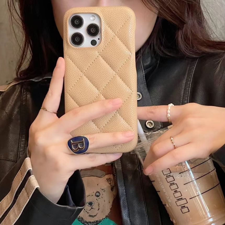 Case Faux Phone Quilted Leather