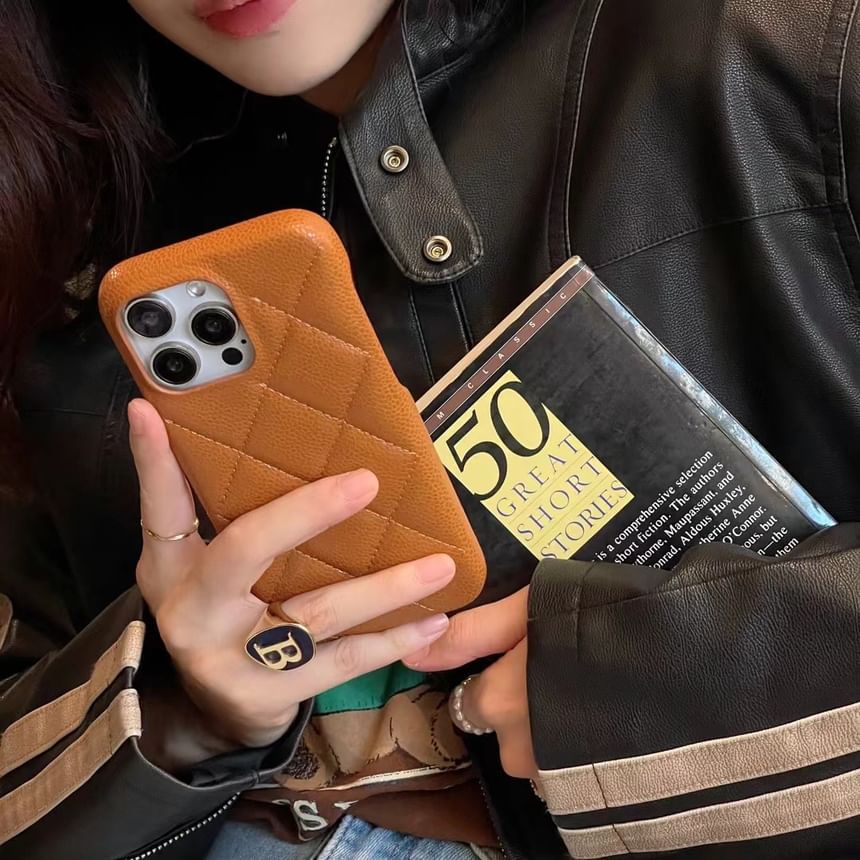 Case Faux Phone Quilted Leather